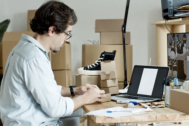 Online store packing an order